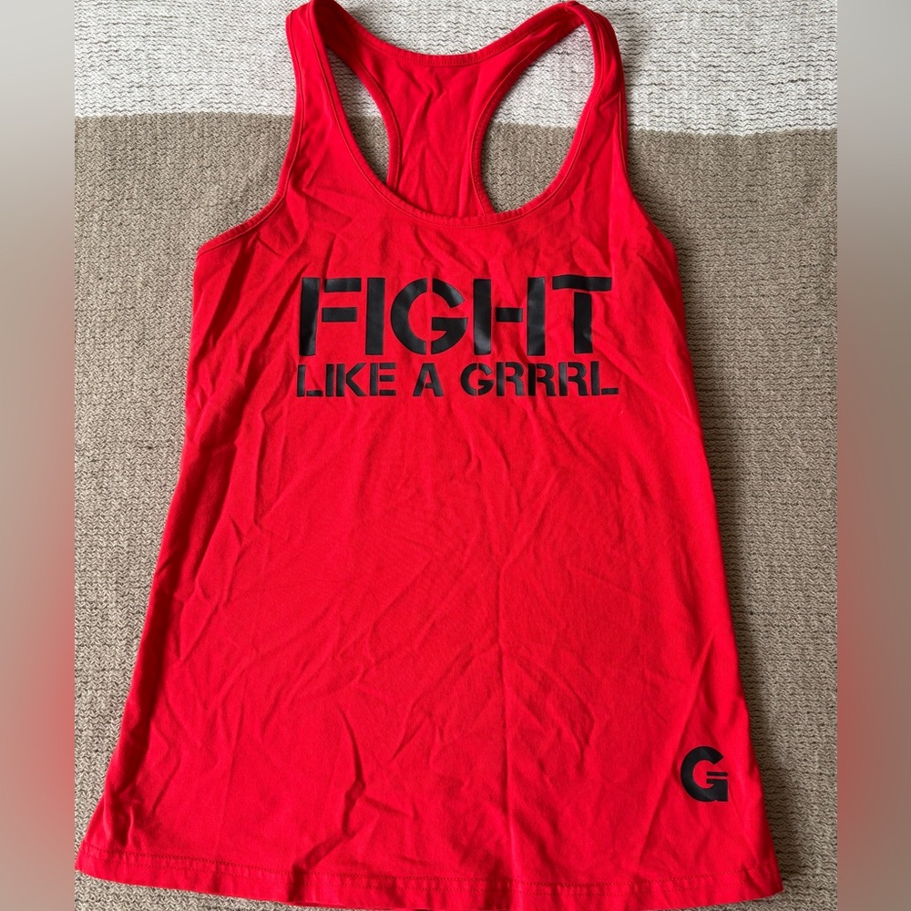 Grrrl Red Racerback Tank with Bold 'Fight Like a Grrrl' Print